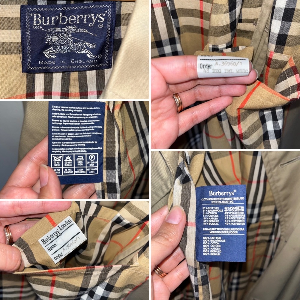 VTG Burberry Trench Coat Sz 48R Long Old Money 80s/90s Classic Double Breasted - Picture 15 of 16